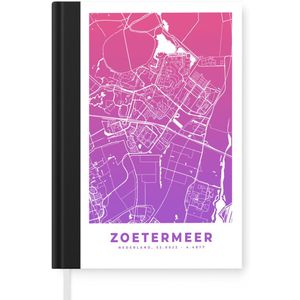 Notitieboek - Schrijfboek - Stadskaart - Zoetermeer - Paars - Nederland - Notitieboekje klein - A5 formaat - Schrijfblok - Plattegrond
