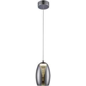 BRILLIANT lamp Metropolis LED hanglamp 1-lichts chroom / rookglas | 1x 5W LED geïntegreerde COB, 500lm, 3000K | In hoogte verstelbaar / kabel inkortbaar | Energiezuinig en duurzaam dankzij het gebruik van leds