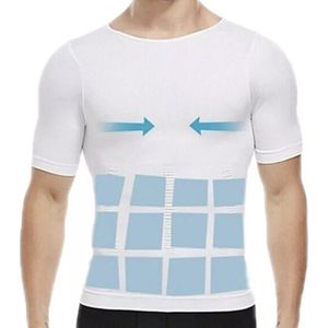 Chibaa - Mannen Shapewear Corrigerende ondershirt - Korte Mouwen - Slimming - Comfort - Flexibiliteit - Wit - Large