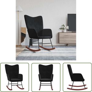 Stijlvolle zwarte schommelstoel van fluweel Schommelstoel - Lounge Chair - Loungestoel - Relaxfauteuil - Fluweel Meubilair