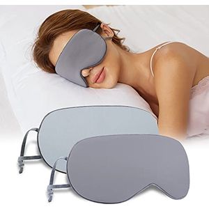 Slaapmasker voor dames en heren, zijden slaapmasker dat aan beide zijden gebruikt kan worden, slaapmasker, comfortabel slapen voor thuis en op reis, grijs, lichtblauw