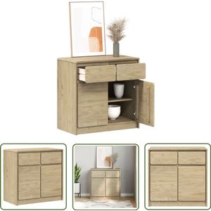 vidaXL Tv Kast - Dressoir - Dressoir SAUDA 80x43x75,5 cm massief grenenhout eikenkleurig - Houten Dressoir - Grenenhouten Dressoir - Vintage Dressoir