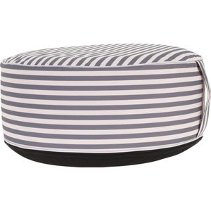 In & Out Deco Poef Grijs Streep - Opblaasbaar - Outdoor - Rond 50 cm - hoog 25 cm