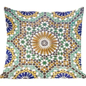 Sierkussen - Een Close Up Van Een Marokkaanse Mozaïek - Multicolor - 45 Cm X 45 Cm