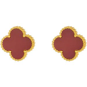 Luxe Klaver Oorbellen - Goudkleurig Rood Goud - minimalistisch earrings -bloemetje -2 stuks klavertje vier - roestvrijstaal