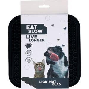 Eat Slow Live Longer Likmat Kwartet - 20 x 20 cm - Snuffelmat - Anti-schrok Mat - Slowfeeder - 100% Siliconen - Vaatwasserbestendig - Grijs