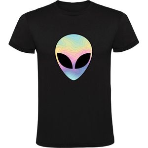 Alien Kleurrijk Hoofd Heren T-shirt - buitenaards wezen - planeet - ruimtevaart - ufo - mars - astronaut - heelal - cadeau