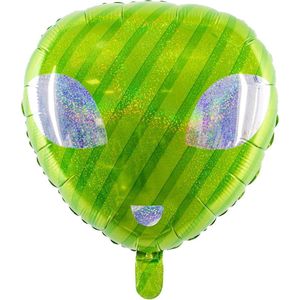 Helium Ballon Alien Groen Holografisch 48cm leeg