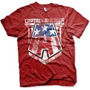 Marvel Captain America Heren Tshirt -S- Distressed A Rood