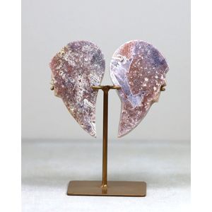 Unique Gemstones – Roze Amethist vleugel op standaard - Edelstenen en Mineralen - Kristallen - Spiritualiteit - Woondecoratie