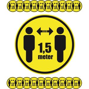 20 Stuks 1,5 meter afstand houden stickers Corona & Coronavirus – Waarschuwingssticker – Bescherming – Covid-19 – 1. 50 M uit elkaar - Vloerstickers