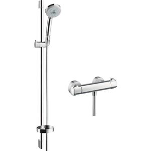 Doucheset met Thermostaat, 3 Straalsoorten en Douchestang 0,90 m - Chroom
