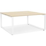 Vergadertafel / bench-bureau 'BAKUS SQUARE' in hout met natuurlijke afwerking en wit metaal - 160x160 cm