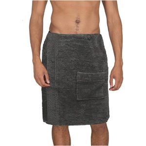 Saunakilt, saunahanddoek, badstof, sarong, M-XXL, dames of heren, antraciet grijs met borduurwerk, 100% katoen