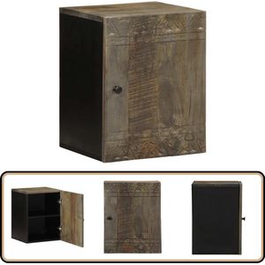 vidaXL Badkamerwandkast - Massief Mangohout - 38x33x48 cm Badkamer Wandkast - Badkamer Wandkasten - Badkamer Hangkast - Toilet Wandkast