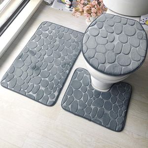 Antislip-standaard badmatten, set van 2, van ademend Memory Foam, aangenaam zacht, water absorberend, voor wc en badkamer, antislip