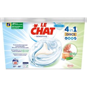 Le Chat Sensitive - Wasmiddelcapsules - Witte en Gekleurde Was - Marseille & Aloë Vera - 16 Wasbeurten