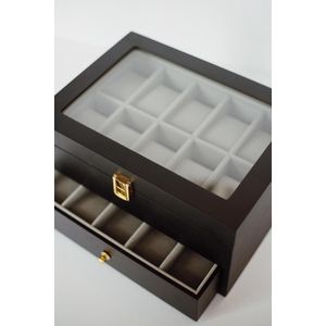 Horlogebox - luxe horloge houder  - Zwart - geschikt voor 20 horloges