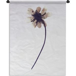 Wandkleed Gedroogde bloemen - Gedroogde bloem op witte achtergrond Wandkleed katoen 120x160 cm - Wandtapijt met foto XXL / Groot formaat!