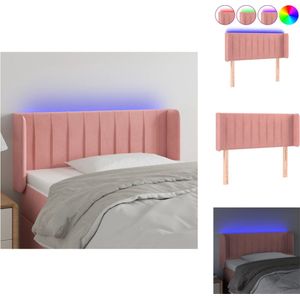 vidaXL Hoofdbord Zacht Fluweel Roze - 103 x 16 x 78/88 cm - Verstelbaar - Comfortabele ondersteuning - Snijdbare LED-strip - Inclusief montagehandleiding - USB-aansluiting - Bedonderdeel