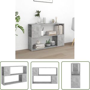 The Living Store Boekenkast 100x24x63 cm bewerkt hout betongrijs - Bibliotheek - Boekenkast - Opbergkast - Houten Boekenkast - Grijze Boekenkast