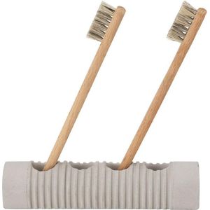 Luxe tandenborstelstandaard grijs beton - 13 x 3 x 4 cm - steen - grijs - Toilet - badkamer - accessoires
