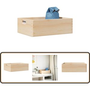 vidaXL Houten kist met handvatten - 40x30x13 cm Houten Kist - Opbergbox - Grenen Hout - Vintage Kast - Decoratiekast