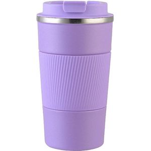 Koffiebeker To Go - Thermosbeker - Travel Mug - Theebeker - Roestvrij Staal - RVS - Paars - 380 ml