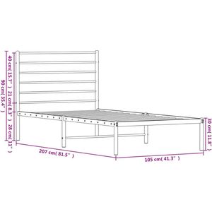 VidaXL Bedframe met Hoofdbord Metaal Zwart 100x200 cm