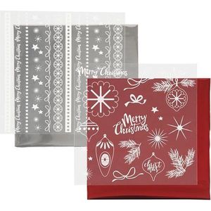 Deco folie en transfervel, rood, zilver, Magische kerst, 15x15 cm, 2x2 vel/ 1 doos