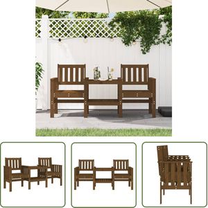 The Living Store Tuinbank met tafel 2-zits massief grenenhout honingbruin - Tuinbank - Houten Tuinbank - Tuinset - Buitentijdbank - Lounge Set