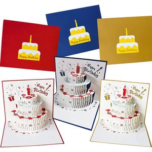 Boncy Verjaardagskaarten met envelop 3 Pack - Wenskaarten verjaardag - Happy Birthday - 3D pop up kaarten taart - kinderen - cadeau - verjaardagskaart