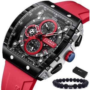 Curren - Horloge Heren - Cadeau voor Man - Horloges voor Mannen - 47 mm - Rood