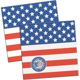 40x Amerikaanse vlag/USA themafeest servetten 25 x 25 cm papier - Thema papieren wegwerp tafeldecoraties