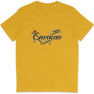 Heren en Dames T Shirt - Curaçao - Curacao - Geel - 3XL