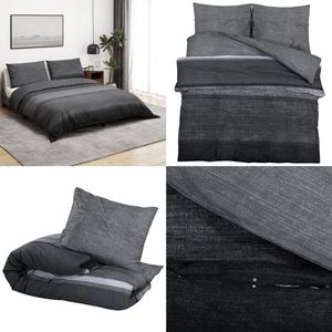 vidaXL Dekbedovertrekset 135x200 cm katoen donkergrijs - Dekbed - Dekbedden - Dekbedovertrek - Overtrek