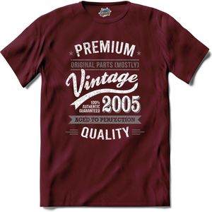 Vintage Legend Sinds 2005 - verjaardag en feest cadeau - Kado tip - T-Shirt - Unisex - Burgundy - Maat S