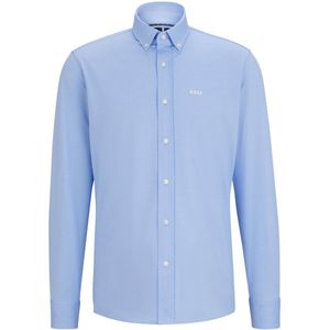 BOSS Joe regular fit overhemd - structuur - blauw - Strijkvriendelijk - Boordmaat: 43