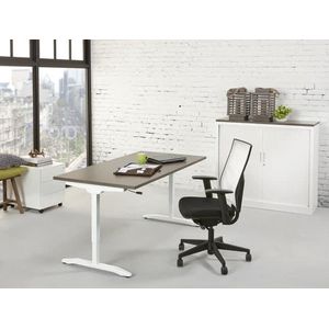 Slinger verstelbaar zit/zit bureau NLST breed 180CM diep 80 cm bladkleur Wit framekleur Zwart (RAL9005)