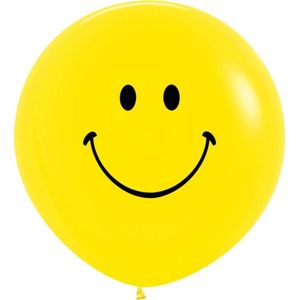 2 x Ballon Smiley (2 zijden) 36'' 90cm - Smile Face - Yellow