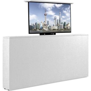 Bedonderdeel - Soft bedden TV-Lift meubel Voetbord - Max. 42 inch TV - 100 breed x85x21 - Lederlook Wit