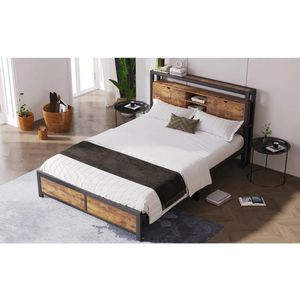 Gran Vida® - Bed Inclusief Lattenbodem - Met Opberging - Metalen Frame - 140x200