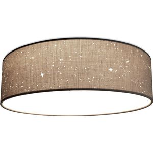 Navaris LED plafondlamp rond 22W Ø 40 cm - Stoffen plafonnière met warm wit licht en sterreneffect - Ronde LED lamp - Lichtgrijs