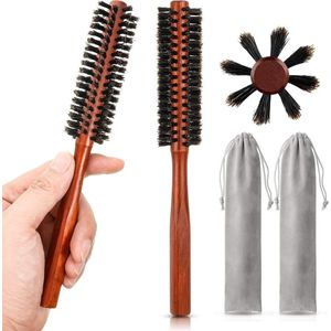 Haarborstels en baardborstel set - 2 stuks - geschikt voor styling - hout en wildzwijnharen