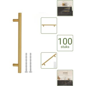 vidaXL Handvatten - 160 mm RVS Goudkleurig - T-vormige Meubelgrepen voor Kasten en Lades - Voordeelverpakking - 100 stuks