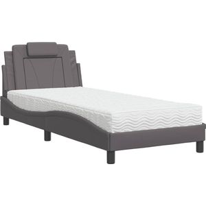 vidaXL-Bed-met-matras-kunstleer-grijs-90x190-cm