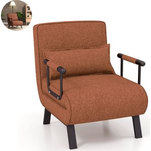 Slaapstoel - Uitklapbaar - Slaapbank - Logeerbed - Zetelbed - Slaapfauteuil - Vouwbed - 1 persoons - Zeer comfortabel - Koffie