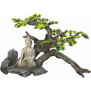 Nobby aqua deco buddha met planten - 32,5 x 16,5 x 21 cm