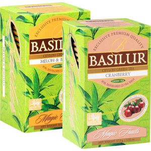Basilur A-kwaliteit tea, Groen thee, Magic Fruits Combo: Cranberry + Meloen en Banaan.