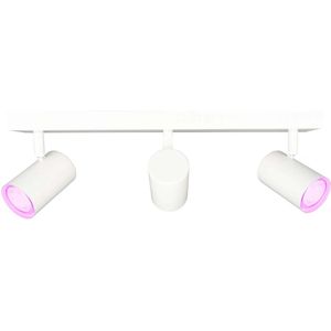 Ledvion LED plafondspot Wit 3-lichts, dimbaar, 5W, RGBWW, kantelbaar, GU10 fitting, opbouwmontage, Witte lamp, rechthoekige lamp, verlichting, IP20, GU10 fitting, incl. GU10 lamp